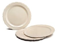" OCCASIONS" 240 Plates Pack, Disposable Wedding Party Plastic Plates (7.5'' Appetizer/Dessert Plate, Verona Plain Ivory)