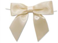 6ct. Pre-Tied Ivory 5" Satin Gift Bows Wire Ties Ready-to-Use 1-1/2" Ribbon