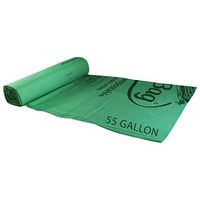 38" X 58" X 0.8 Mil 55 Gallon Green Certified Compostable Plastic Trash Can Liners (80 Bags Packed 10 Bags/Roll, 8 Rolls/Case)
