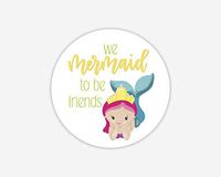 Mermaid Sea Themed Valentine Party Favor Stickers, Gift Bag Labels (#696-2)