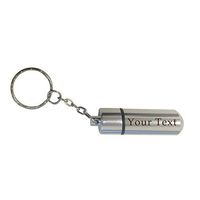 Custom Personalized 3D Laser Engraved Pill Holder Key Chain with Inner Compartment for Emergencies, Safety, Relief, Travel