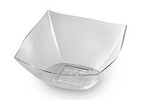 48 8oz Plastic Square Bowls Clear Square Bowls - 8 oz Plastic Soup Bowls Small Party Ice Cream Dessert Bowls