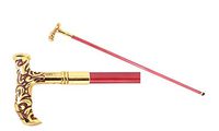 Joker Cane with Brass Handle Red with Gold