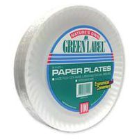 AJM Packaging Corporation : Paper Plates, Green Label, 9" Plate, 1200/CT, White -:- Sold as 2 Packs of - 100 - / - Total of 200 Each