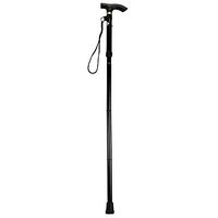 Adjustable Aluminum Metal Walking Stick Folding Collapsible Travel Cane with Non-slip Rubber Base (BLACK)