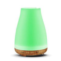 BRZSACR Wood Grain Base Essential Oil Diffuser Ultrasonic Diffusers Humidifier with 100ML Colorful LED Lights Waterless Auto Shut-Off for Aroma Diffuser