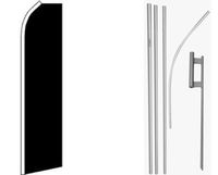 Moon Knives Solid Black Swooper Super Flag & 16ft Flagpole Kit/Ground Spike - Party Decorations Supplies for Parades - Prime Outside, Garden, Men Cave Decor Flag