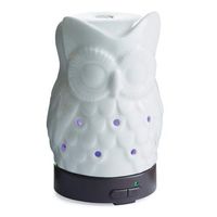Airomé Owl Porcelain Essential Oil Diffuser|100 mL Humidifying Ultrasonic Aromatherapy Diffuser 8 Colorful LED Lights, Intermittent & Continual Mist Auto Shut-Off, White