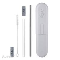 Final Touch GoSip Stainless Steel Multi-Use Straws with Grey Compact Case