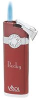 Personalized Visol Lydia Red Torch Flame Lighter with Free Laser Engraving