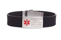 BAIYI Medical Alert Bracelet - Silicone Band with Stainless Steel Medical ID Badge - Custom Medical ID Emergency Bracelet