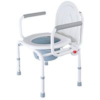 XWZJY Drop Arm Bedside Commode Chair 3 in 1 Medical Handicap Toilet Seat for Handicap, Elderly with Non-Slip Leg Pad Bucket/Lid Safety Steel Frame