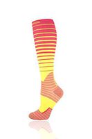 Compression Socks for Women & Men, 20-30mmHg Compression Knee High Stockings for Running, Sports, Work, Nurse, Flight, Pregnacy(1 Pair Pink Striped, L/XL)