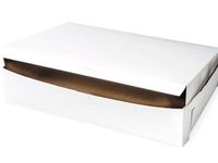 Pack Of 5, 19 X 14 X 4 White Bakery Box 1-Piece Lock Corner Box Perfect Size For 1/2 Sheet Cake Made In USA