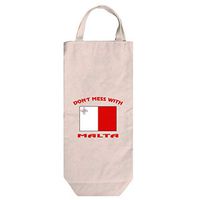 Don't Mess With Malta Cotton Canvas Wine Bag Tote With Handles Wine Bag