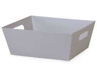Pack of 6, Silver Large Wide Base Market Trays 7.25" x 9.25" x 3.5" Made From Heavy Paperboard Stock & Work for Gourmet Gift Baskets, Food Baskets or Even As Home Decor Decorative Accessory