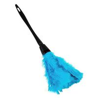 Feather Duster - Soft Turkey Feather Duster Brush with Black Handle, Home Furniture, Car Cleaning Tools (Color : Blue)