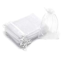 Dealglad 100pcs Drawstring Organza Jewelry Candy Pouch Party Wedding Favor Gift Bags (8x12, White)