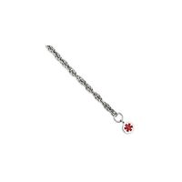 Sterling Silver Engraveable Enameled Disc Medical ID Bracelet