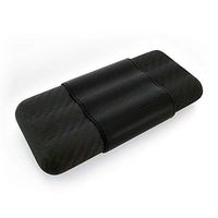 monCarbone Portable Carbon Fiber Cigar Travel Case with Genuine Leather Sleeve 3-Finger Cigars - Matte Black
