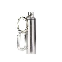 GMS Pill Holder Polished Stainless Steel Keychain Travel Pill Fob with Key Ring and Carabiner Clip Holds Small Medicine Vitamins Tablets Multi-Purpose Container