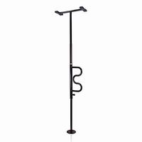 Stander Security Pole and Curve Grab Bar, Elderly Tension Mounted Floor to Ceiling Transfer Pole, Bathroom Safety Assist and Stability Rail, Metallic Black