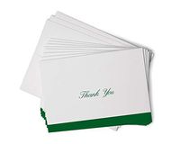 Green Striped Formal Thank You Cards in Cursive - 48 Classic Note Cards with Envelopes - Perfect for Business Professionals & Special Events