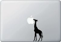 Yadda-Yadda Design Co. Giraffe Eating Apple - MacBook or Laptop Decal (2" w x 4.75" h) (Color Variations Available) (Black)