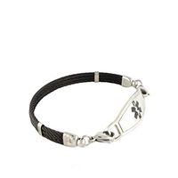 N Style ID PRE-Engraved"Lymphedema Alert, No Needles/BP, Right Arm Medical Bracelet" Triple Skyway - Black 8.75