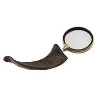 Handcrafted Handheld 3X Magnifying Glass with Black Sheep Horn Handle in Goldtone