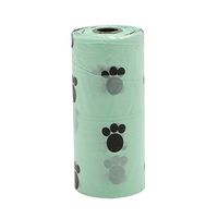 Kocome Pet Dog Multicolor 1Roll/15PCS Waste Poop Bag Poo Printing Degradable Clean-up (Green)
