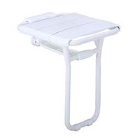 Wall Mounted Shower Seat with Stainless Steel Legs, Foldable Bathroom Bench Shower Stool, Bathroom Mobility Aid, for Elderly Disabled and Pregnant Women, Max Load 250kg (Color : White)