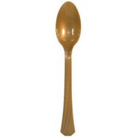 Hanna K. Signature Collection 51 Count Heavyweight Plastic Teaspoon, Gold