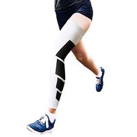 Anti Slip Full Length Compression Leg Sleeve Calf&Shin Splint Support Protect for Pain Relief &Recovery,Single White,M