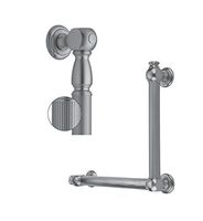 Jaclo G21-12H-16W-LH-PEW 90 Degree Reeded with Finials Grab Bar with Left-Hand Configuration, Satin Nickel