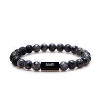 Bivei Black Lava Rock Stone Bead Bracelet-Aromatherapy Essential Oil Diffuser Bracelet-Meditation Stress Relief Gemstone Bracelet(Black Labradorite)