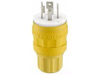 Leviton 28W76 30 Amp, 480 Volt- 3PY, Locking Plug, Industrial Grade, Grounding, Wetguard, Yellow