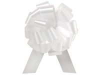 White Pull String Bows - 5.5 Inch Wide 20 Loops (1 and 7/8 Inch Ribbon) Set of 10