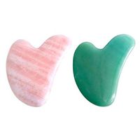 JOVIVI Handmade Natural Rose Quartz/Green Aventurine Gua Sha Guasha Scraping Massage Tool, Heart-Shape Scraping Board for Acupuncture Therapy (2pc/Set)
