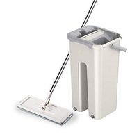 Flat Floor Mop and Bucket Set for Professional Home Floor Cleaning System with Aluminum Handle/10-Washable Microfiber Pads Perfect Home and Kitchen Cleaner for Hardwood, Laminate, Tiles, Vinyl