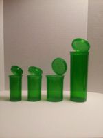 4 Pack Medical Squeezetops® Medicine Bottle Wellness Containers 13 Drams, 19 Drams , 30 Drams, 60 Drams Assortment of Colors (Green - Transparent)