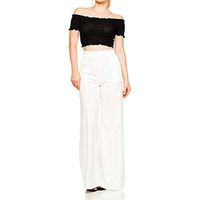 Litetao L White 692313 (Women's Casual Beach Boho Hippie Bohemian Pilate Plus Size Harem Pants Jumpsuit Cropped Paper Bag Waist Pants)