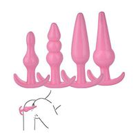 Taroi Beginner Plug Set Toy Training Kit Novelty Anales Trainer with T-bar Base Pink Enhances The Feelings of Couples 4Pcs