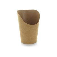Disposable French Fries or Wrap Cup (Case of 1200), PacknWood - Brown Kraft Paper Food Containers French Fry Holder (5.5 oz) 210GSP49BR