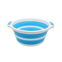 RPMDM Portable Travel Washbasin Retractable Children's Face and Foot Clothes Travel Large Round Basin Plastic washbasin (Color : Sky-Blue)