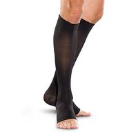 Therafirm Open-Toe Thigh High Stockings - 30-40mmHg Firm Compression Support Nylons (Black, Large)