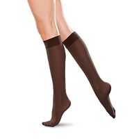 Therafirm LIGHT Women's Knee High Support Stockings - 10-15mmHg Compression Nylons (Cocoa, Large)