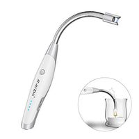 AT-Mizhi Electric Arc Lighter,360°Flexible Long Neck,Safety Switch,LED Battery Display,USB Rechargeable, Splash & Wind Proof,for Candles/BBQ/Camping/Stove/Fireworks (White)