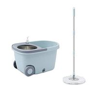 MOP Spinning and Bucket Cleaning Set with Pulley with Roller Wheel Adjustable Household Blue Head3
