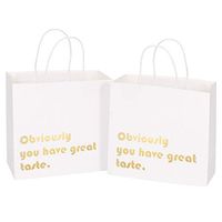 WRAPAHOLIC You Have Great Taste Gift Bags - Medium Size Gold Foil Business Thank You Bags, Shopping Bags - 12 Pack - 10" x 5" x 10"